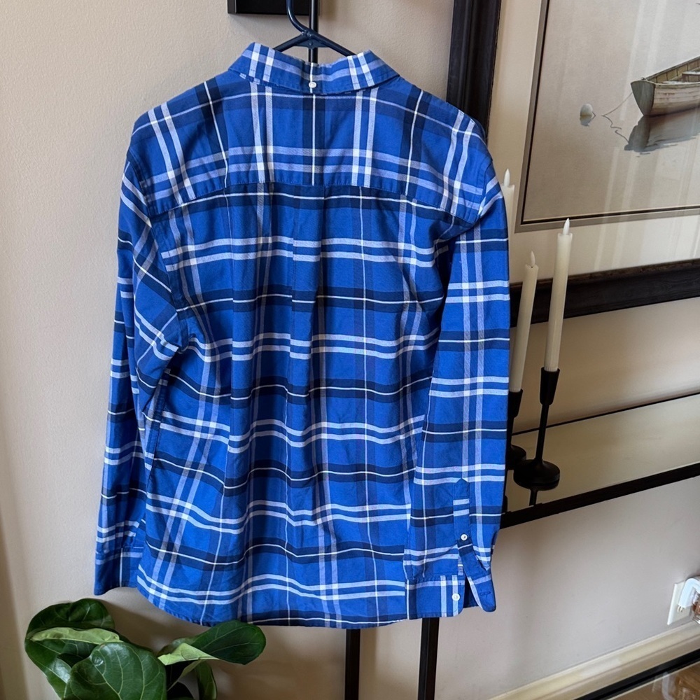 St. John's Bay Blue Plaid Button-Down Shirt Large Like New A44 Beauty!! - Picture 7 of 11